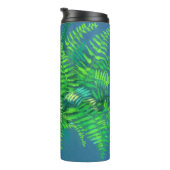 Bouteilles Isothermes Feuilles de fougères, design floral, verdure, bleu (Tourné sur la droite)