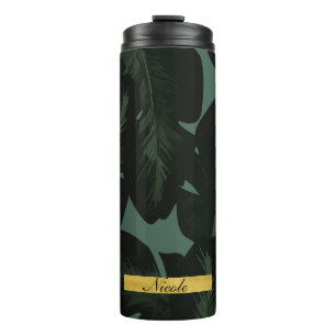 Bouteilles Isothermes Feuilles de palmier tropicales Élégant Vert Noir P