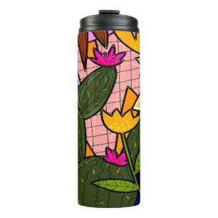 Bouteilles Isothermes Feuilles et fleurs tropicales abstraites