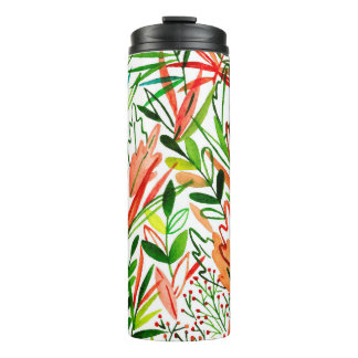 Bouteilles Isothermes Feuilles exotiques, fleurs, aquarelle de la forêt 