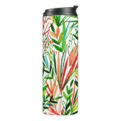 Bouteilles Isothermes Feuilles exotiques, fleurs, aquarelle de la forêt  (Tourné sur la gauche)