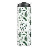 Bouteilles Isothermes Feuilles forestiers Monogramme vert 3 Initiales No (Devant)