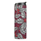 Bouteilles Isothermes Feuilles gris sur rouge foncé (Tourné sur la gauche)