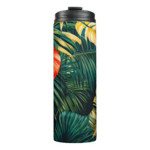 Bouteilles Isothermes Feuilles tropicaux colorés et fleurs d'Hibiscus  
