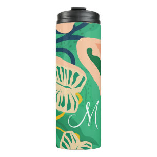 Bouteilles Isothermes Feuilles tropicaux colorés sur vert