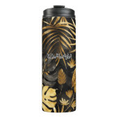 Bouteilles Isothermes Feuilles tropicaux en noir et or (Devant)