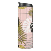 Bouteilles Isothermes Feuilles tropicaux, fleurs, motif peint à la main. (Tourné sur la droite)