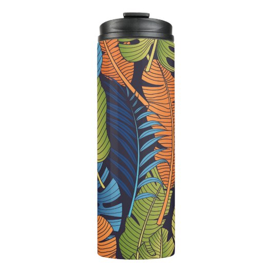 Bouteilles Isothermes Feuilles tropicaux, motif sans couture fleurie. (Devant)