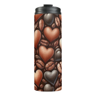 BOUTEILLES ISOTHERMES FÈVES DE CAFÉ BROWN FONCÉ EN FORME CARDIAQUE