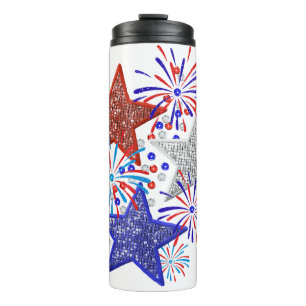 Bouteilles Isothermes Fille 4 juillet Femmes Rouge Blanc Bleu Étoile Amé