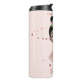 Bouteilles Isothermes Fille afro-américaine Ballerina avec fleur, rose (Tourné sur la gauche)