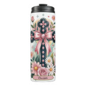 Bouteilles Isothermes Fille aime Jésus Croix Florale (Devant)