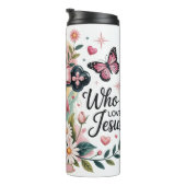 Bouteilles Isothermes Fille aime Jésus Croix Florale (Tourné sur la droite)