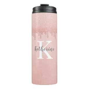 Bouteilles Isothermes Fille Blush parties scintillant rose gouttes Monog