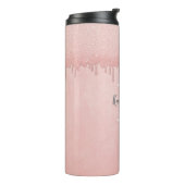 Bouteilles Isothermes Fille Blush parties scintillant rose gouttes Monog (Tourné sur la gauche)