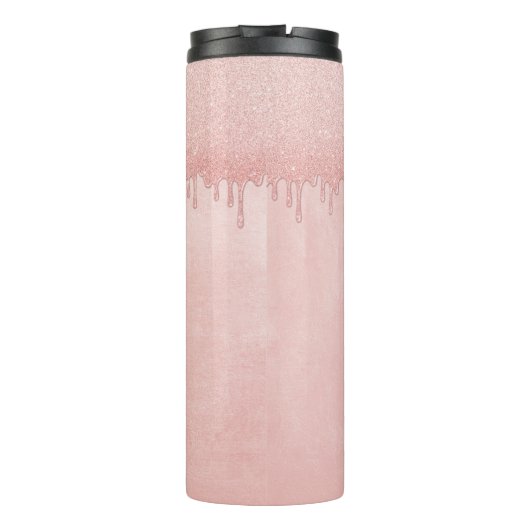 Bouteilles Isothermes Fille Blush parties scintillant rose gouttes Monog (Dos)