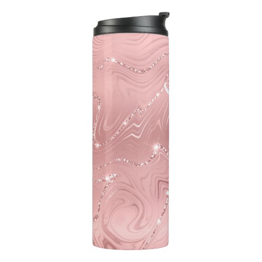 Bouteilles Isothermes Fille Blush Rose Parties scintillant Or Monogramme (Tourné sur la gauche)