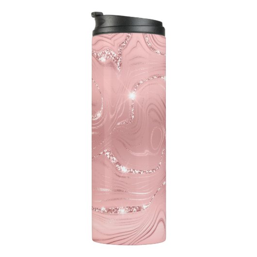 Bouteilles Isothermes Fille Blush Rose Parties scintillant Or Monogramme (Tourné sur la droite)