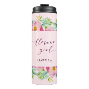 Bouteilles Isothermes Fille Fleur au Chic en Fleurissant Menthe & Rose P