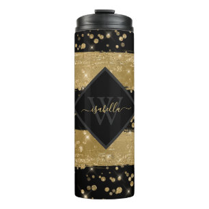 Bouteilles Isothermes Fille moderne Black Gold Parties scintillant Scrip