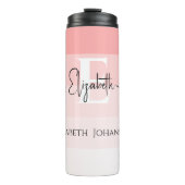 Bouteilles Isothermes Fille moderne Blush rose rayures blanc Monogramme (Devant)