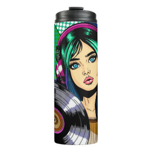 Bouteilles Isothermes Fille Pop Art avec disque personnalisé