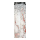 Bouteilles Isothermes Fille Rose Gold Marbre Argent Nom monogramme (Dos)