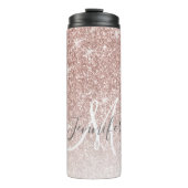Bouteilles Isothermes Fille Rose Parties scintillant or Blush Monogramme (Devant)