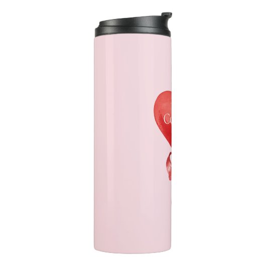 Bouteilles Isothermes Fille Rose Rouge Coeur Bow (Tourné sur la gauche)