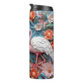 Bouteilles Isothermes Flamant rose 3d avec fleurs (Tourné sur la droite)
