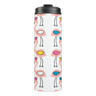 Bouteilles Isothermes Flamant rose avec motif sans soudure couronne.