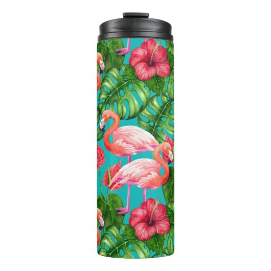 Bouteilles Isothermes Flamant rose et aquarelle du jardin tropical (Devant)