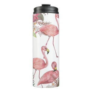 Bouteilles Isothermes Flamant rose Feuilles tropicaux Motif aquarelle