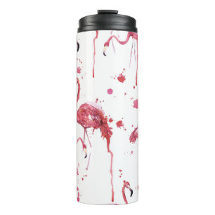 Bouteilles Isothermes Flamant rose motif aquarelle, design dynamique.
