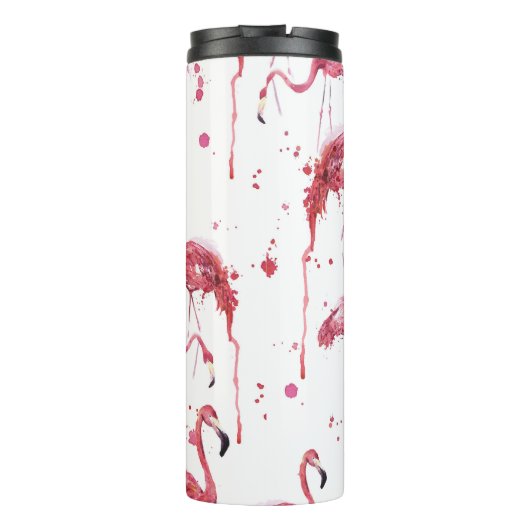 Bouteilles Isothermes Flamant rose motif aquarelle, design dynamique. (Dos)