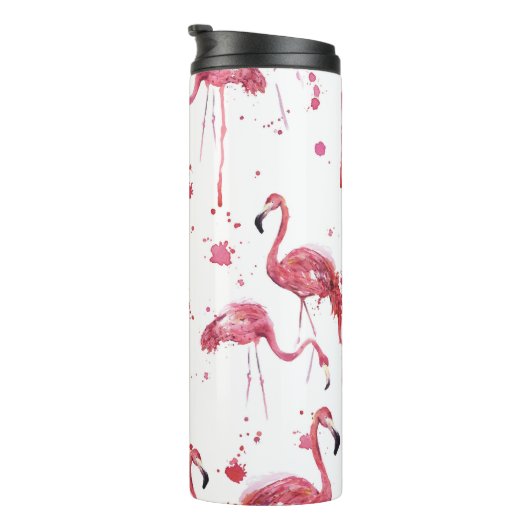 Bouteilles Isothermes Flamant rose motif aquarelle, design dynamique. (Tourné sur la droite)