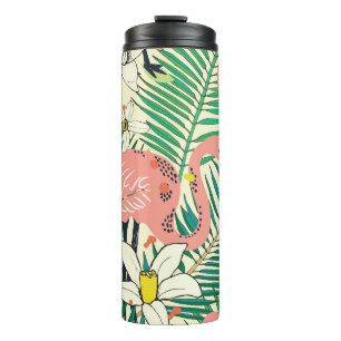 Bouteilles Isothermes Flamant rose Palm Feuilles : Vintage tropical