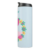 Bouteilles Isothermes Flamant rose rose rose Fleurs roses et bleues (Tourné sur la droite)