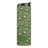 Bouteilles Isothermes Flamant rose Tropical Cute Dark Green Motif Custom (Tourné sur la gauche)