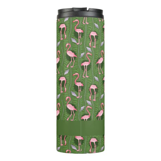 Bouteilles Isothermes Flamant rose Tropical Cute Dark Green Motif Custom (Dos)