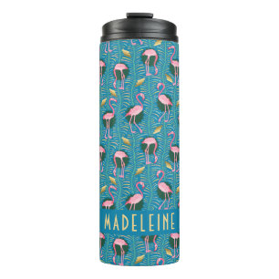 Bouteilles Isothermes Flamant rose Tropical Cute Turquoise Gold Motif Cu
