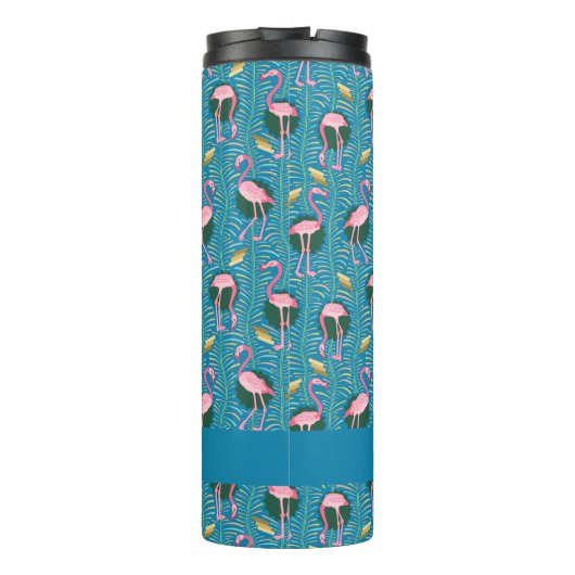 Bouteilles Isothermes Flamant rose Tropical Cute Turquoise Gold Motif Cu (Dos)