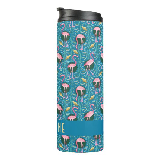 Bouteilles Isothermes Flamant rose Tropical Cute Turquoise Gold Motif Cu (Tourné sur la droite)