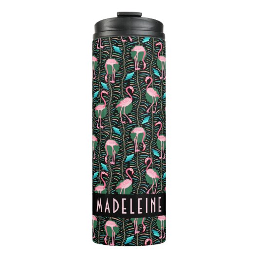 Bouteilles Isothermes Flamant rose Tropical mignon noir rose Motif perso (Devant)