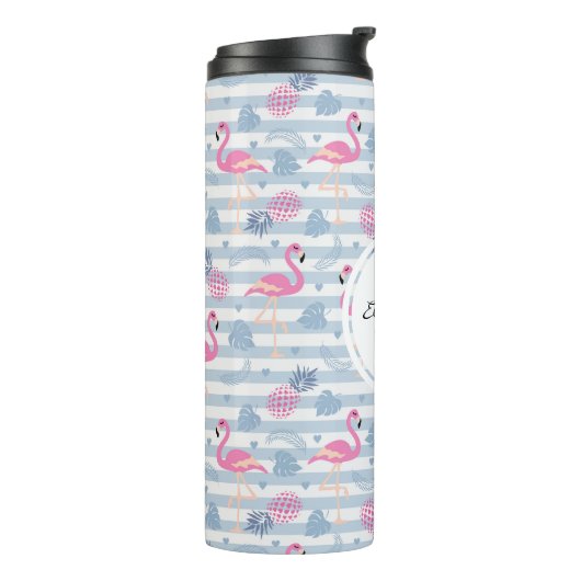 Bouteilles Isothermes Flamant rose Whimsical et ananas Motif Monogramme (Tourné sur la gauche)
