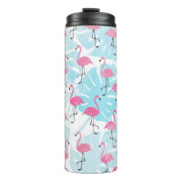 Flamants gracieux et feuilles de monstère