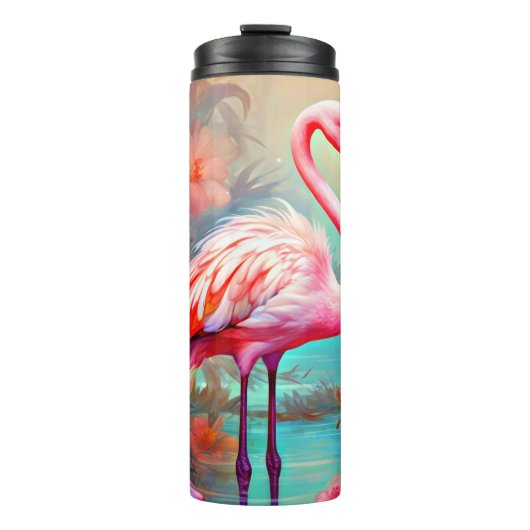 Bouteilles Isothermes Flamants roses roses dans un lac avec fleurs-20231 (Devant)