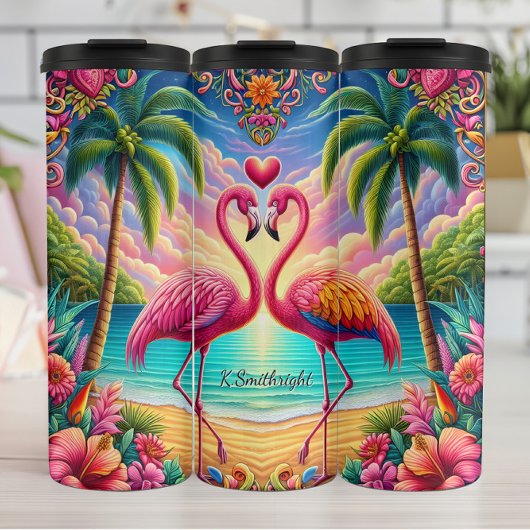 Bouteilles Isothermes Flamants roses Tropical Beach Paradise