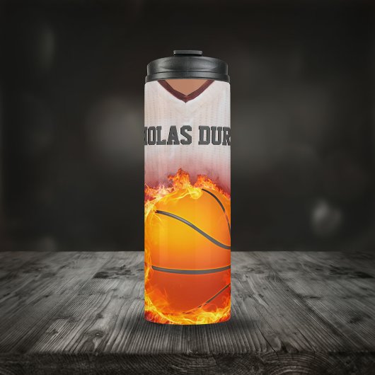 Bouteilles Isothermes Flaming Basketball Jersey Nom personnalisable