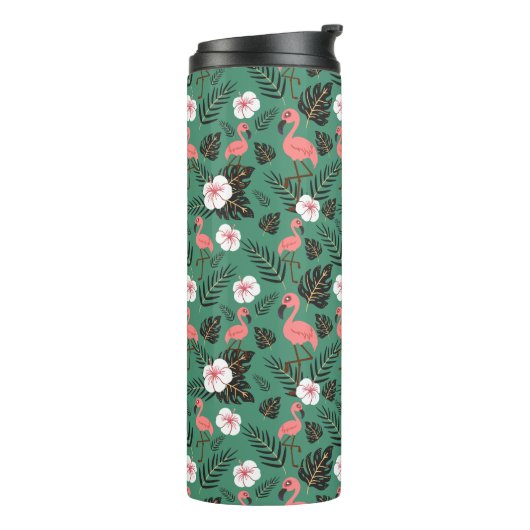 Bouteilles Isothermes Flamingo seamless pattern pink on green background (Tourné sur la gauche)